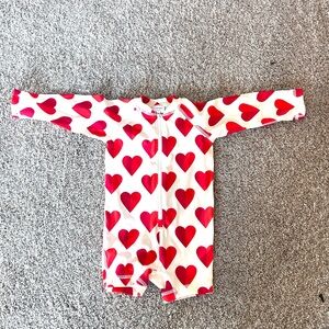 NWOT Hanna Anderson Long Sleeve Zip Up Rash Guard Swim Suit. 12-18 m. Hearts.